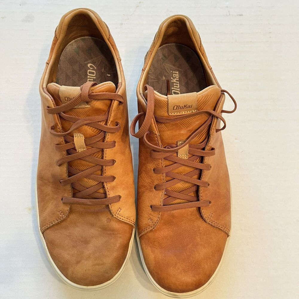 Olukai Lae Ahi Li' Ili Brown Leather Sneaker Men size 13